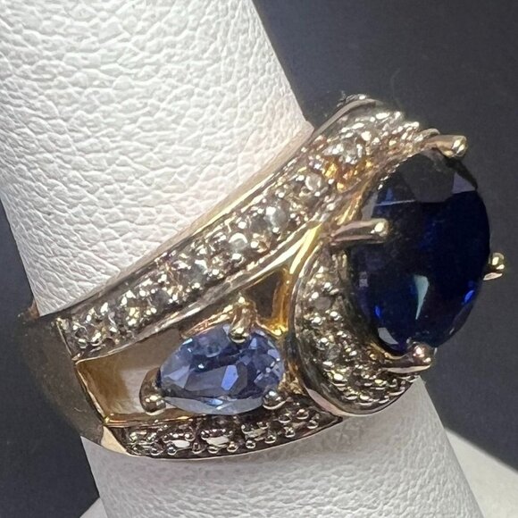 Ross Simons Ring Lab-Created Blue Sapphire Vermeil Gold Over 925 Silver Sz 5.75 - Picture 3 of 7